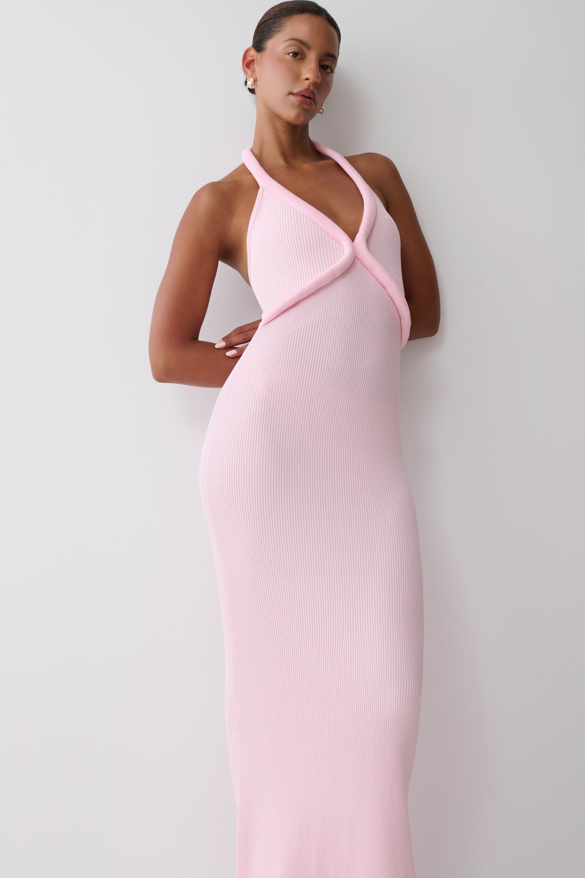 Jennifer Tubular Knit Maxi Dress - Candy Pink
