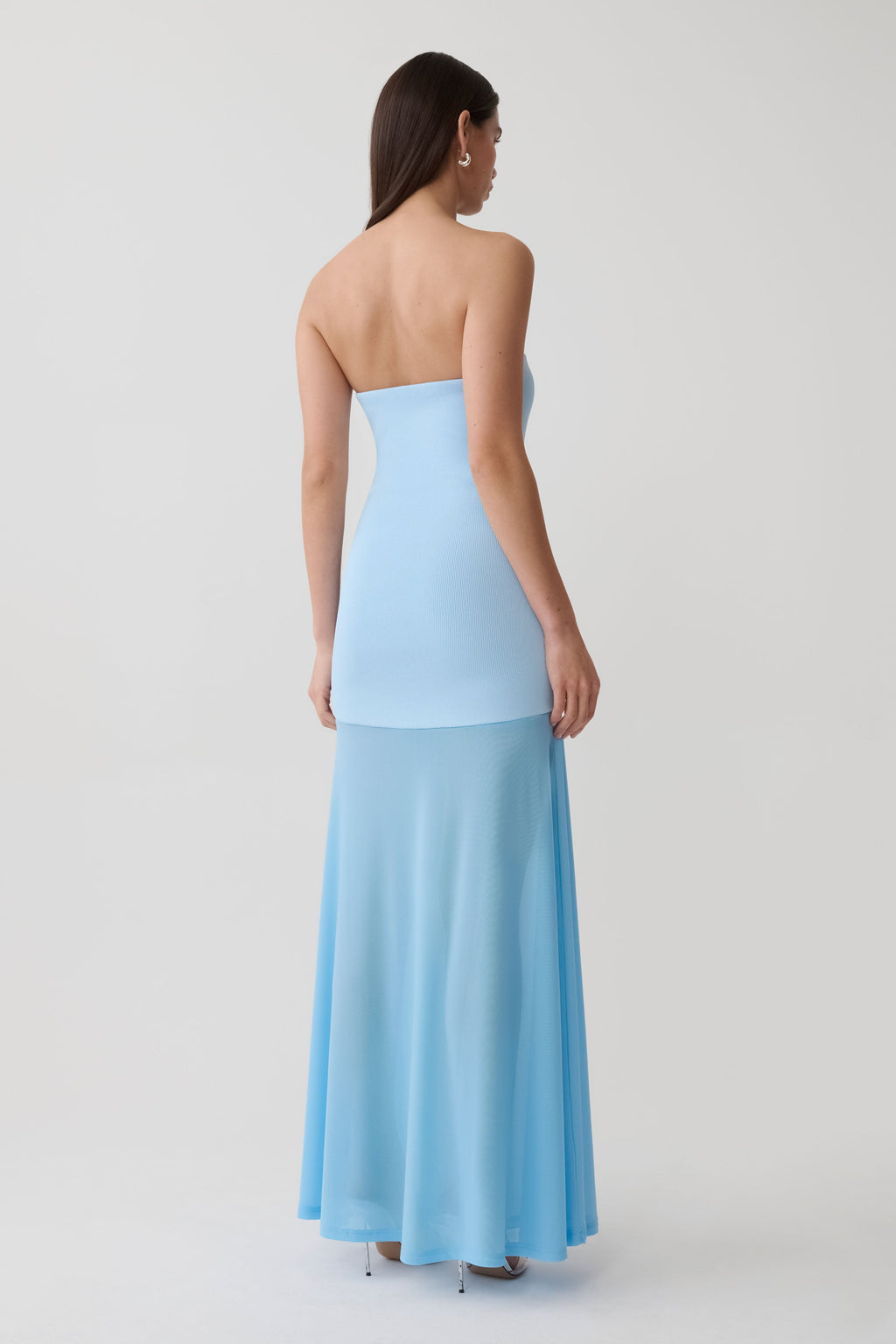 Louie Strapless Knit Maxi Dress - Baby Blue