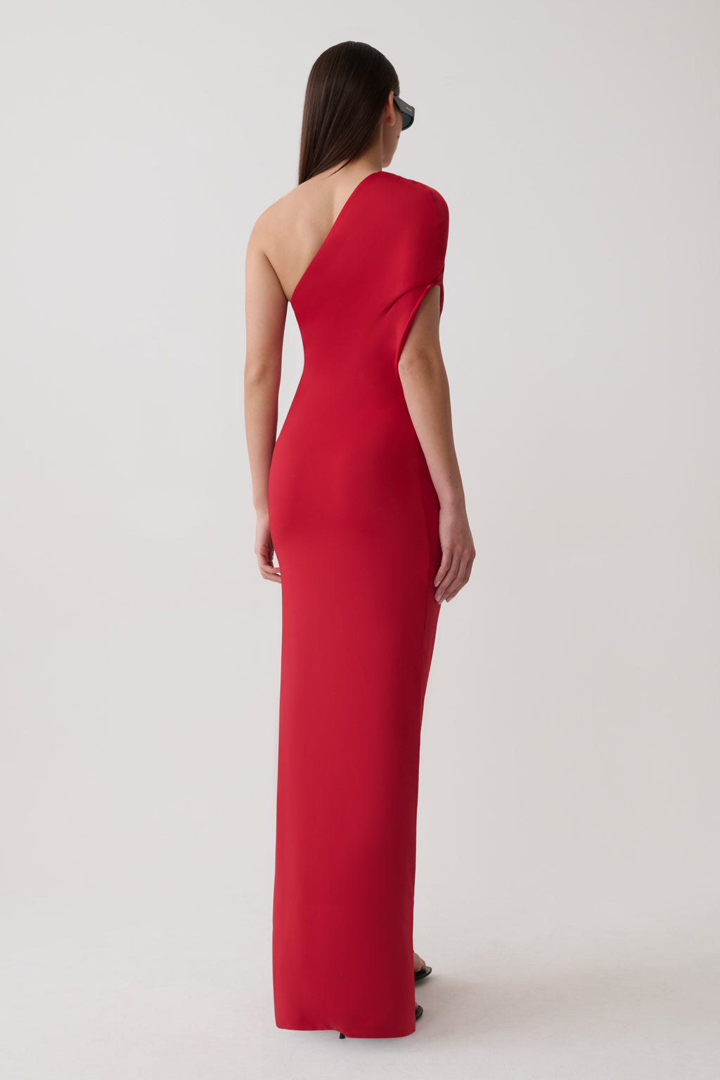 Loveday One Shoulder Sleeve Ring Dress - Red