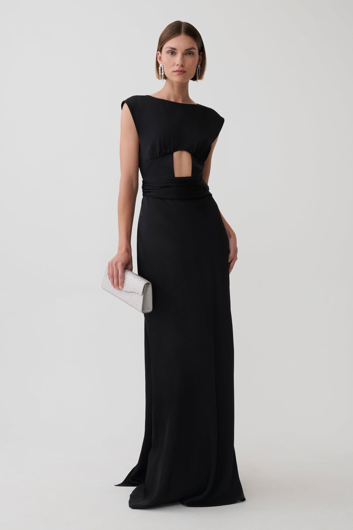 Destiny Cut Out Satin Maxi Dress - Black