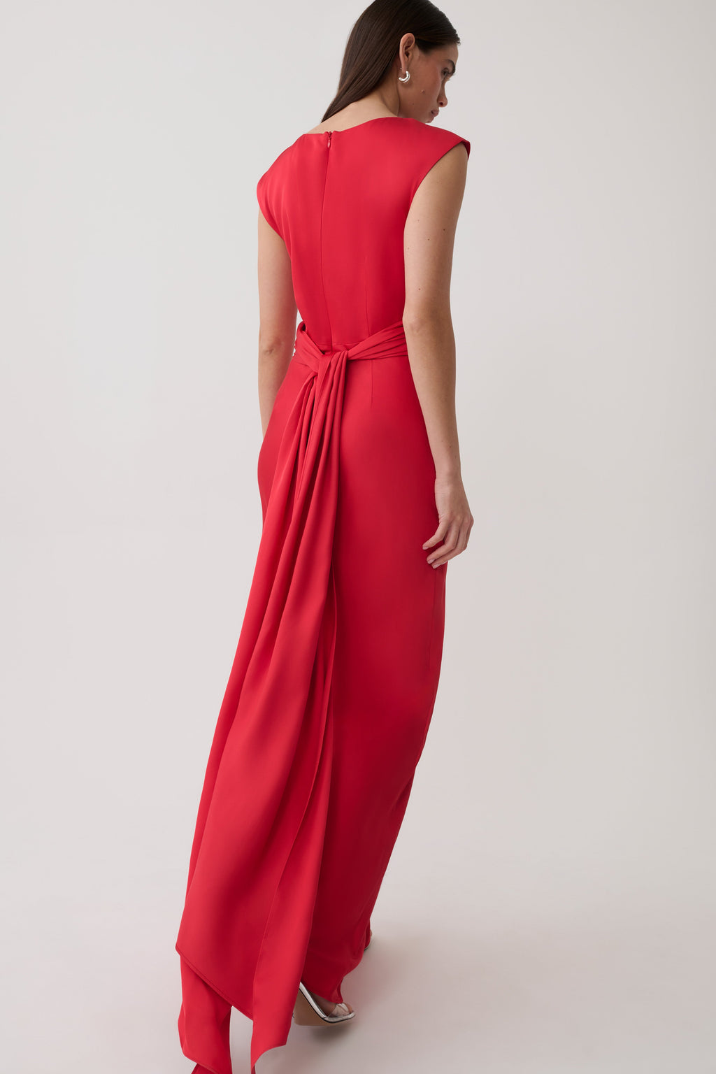 Destiny Cut Out Satin Maxi Dress - Red