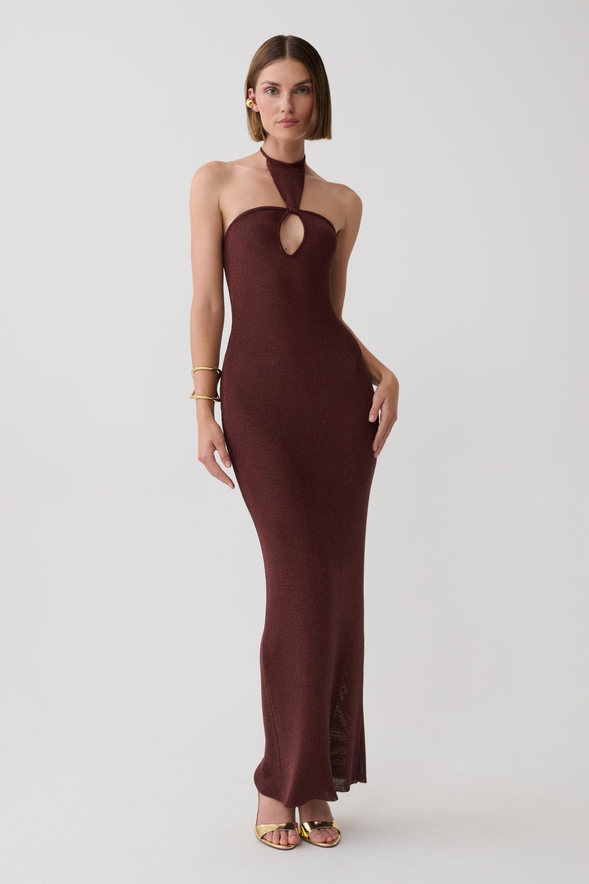 Lane Lurex Knit Maxi Dress - Chocolate