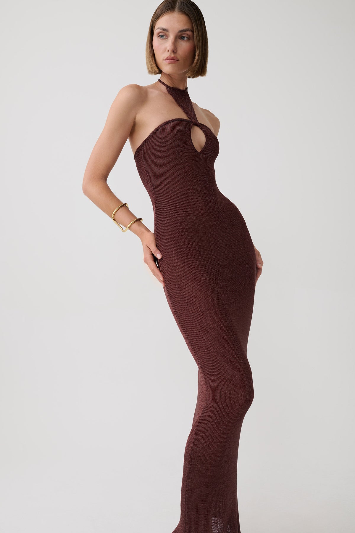 Lane Lurex Knit Maxi Dress - Chocolate