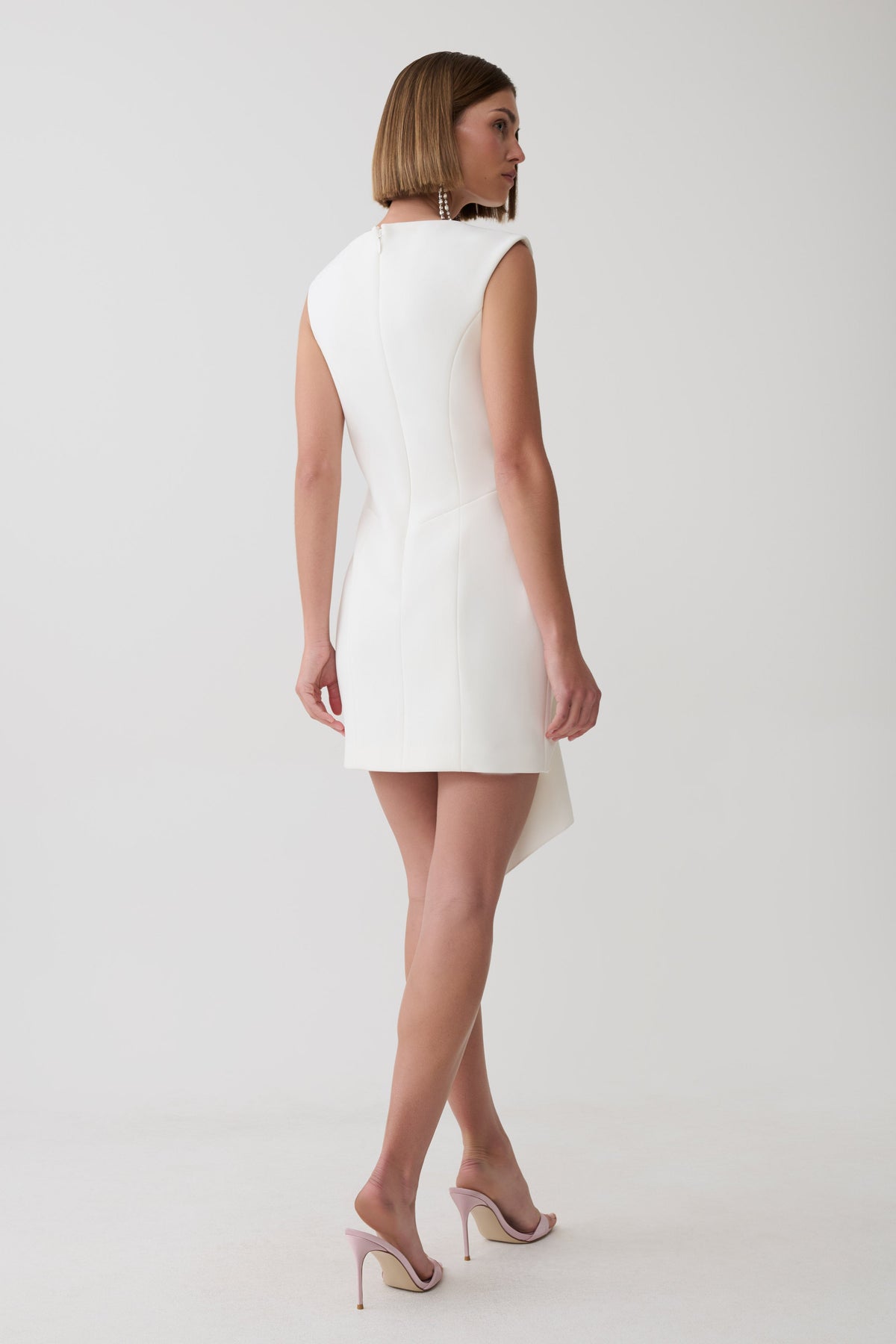 Jessica Crepe Draped Mini Dress - White