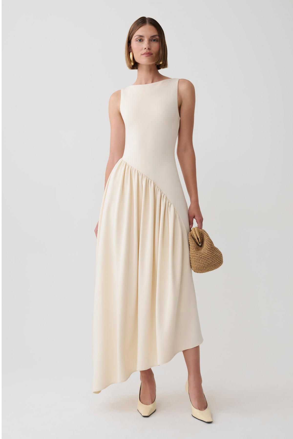 Hester Scuba Midi Dress - Ivory