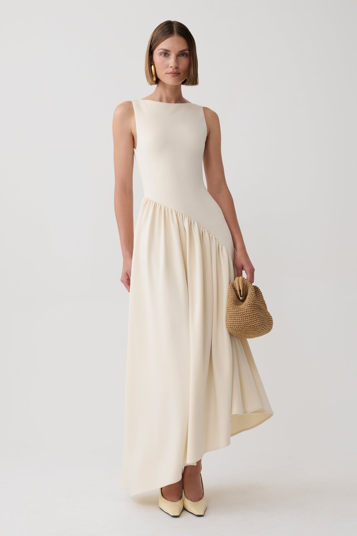 Hester Scuba Midi Dress - Ivory