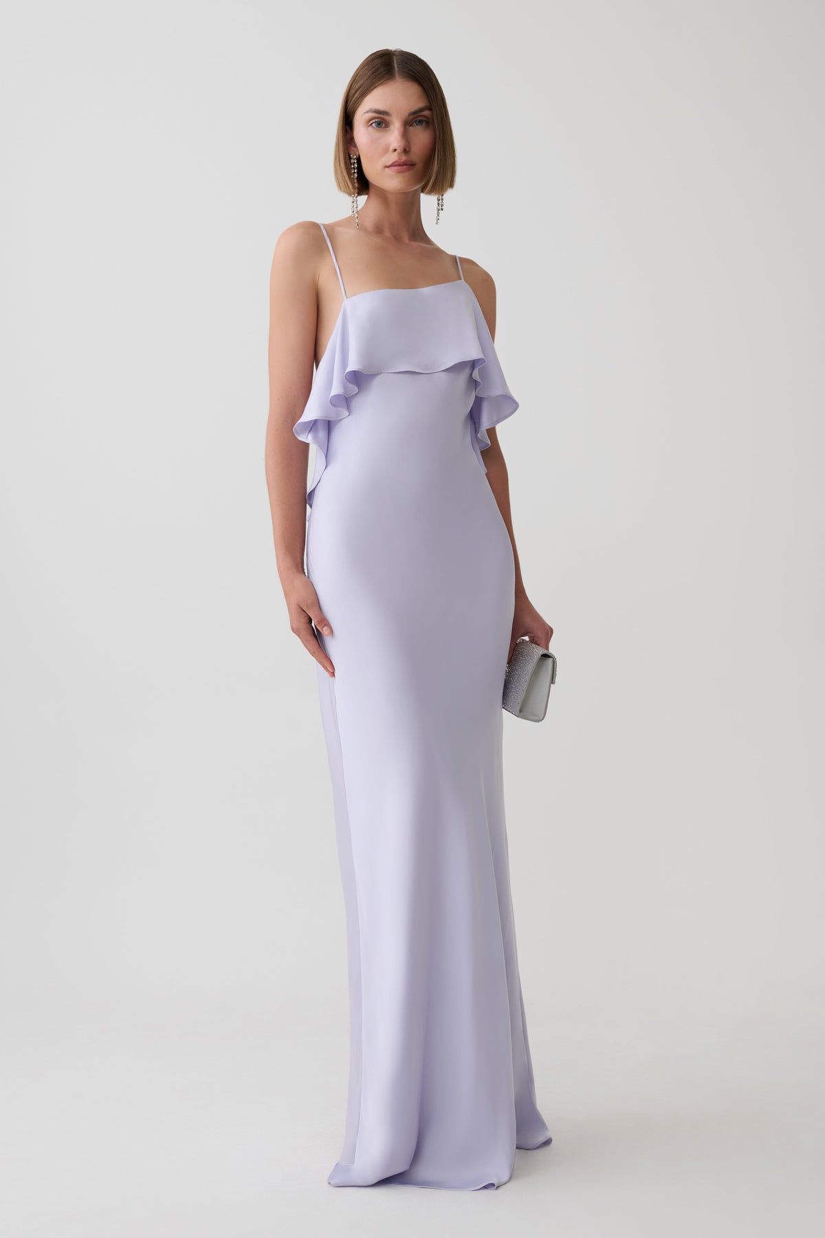 Faria Bias Satin Maxi Dress - Lilac