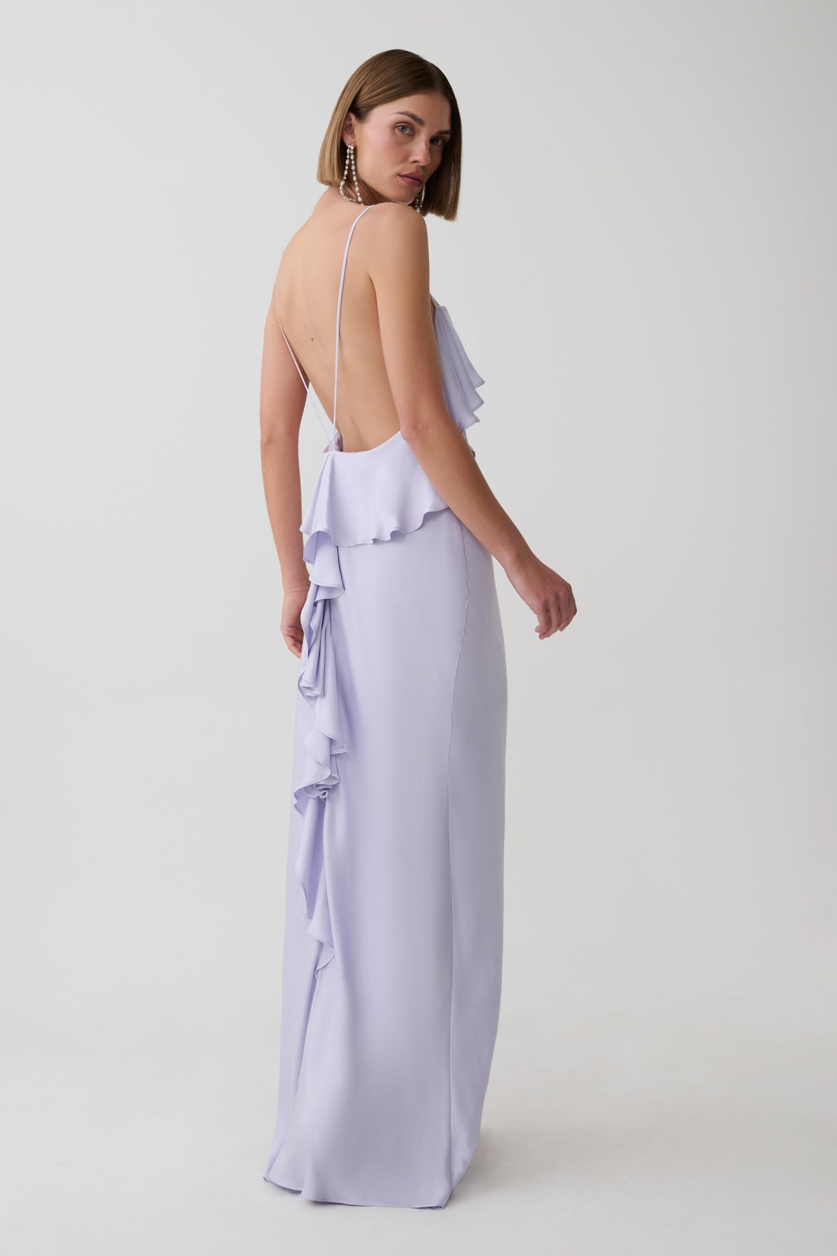 Faria Bias Satin Maxi Dress - Lilac