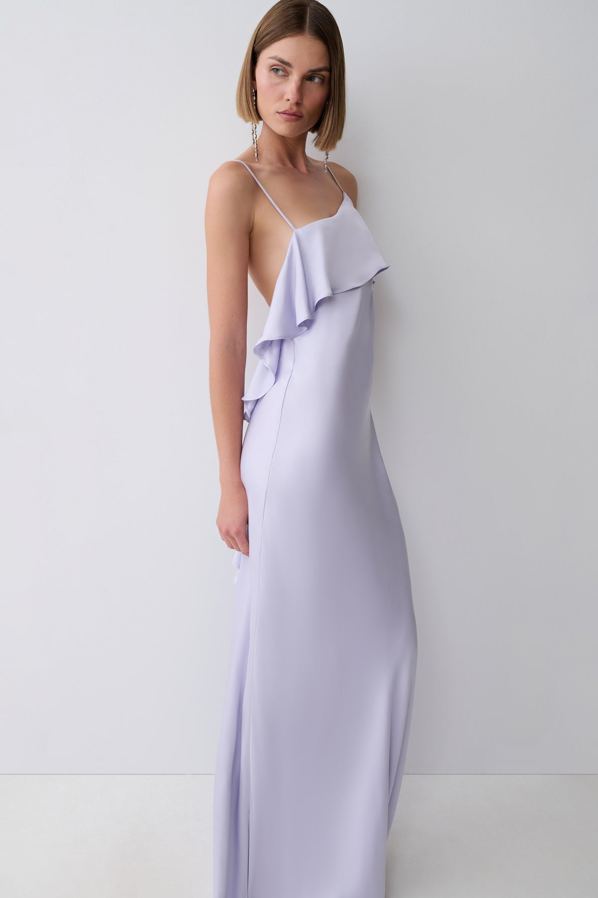 Faria Bias Satin Maxi Dress - Lilac