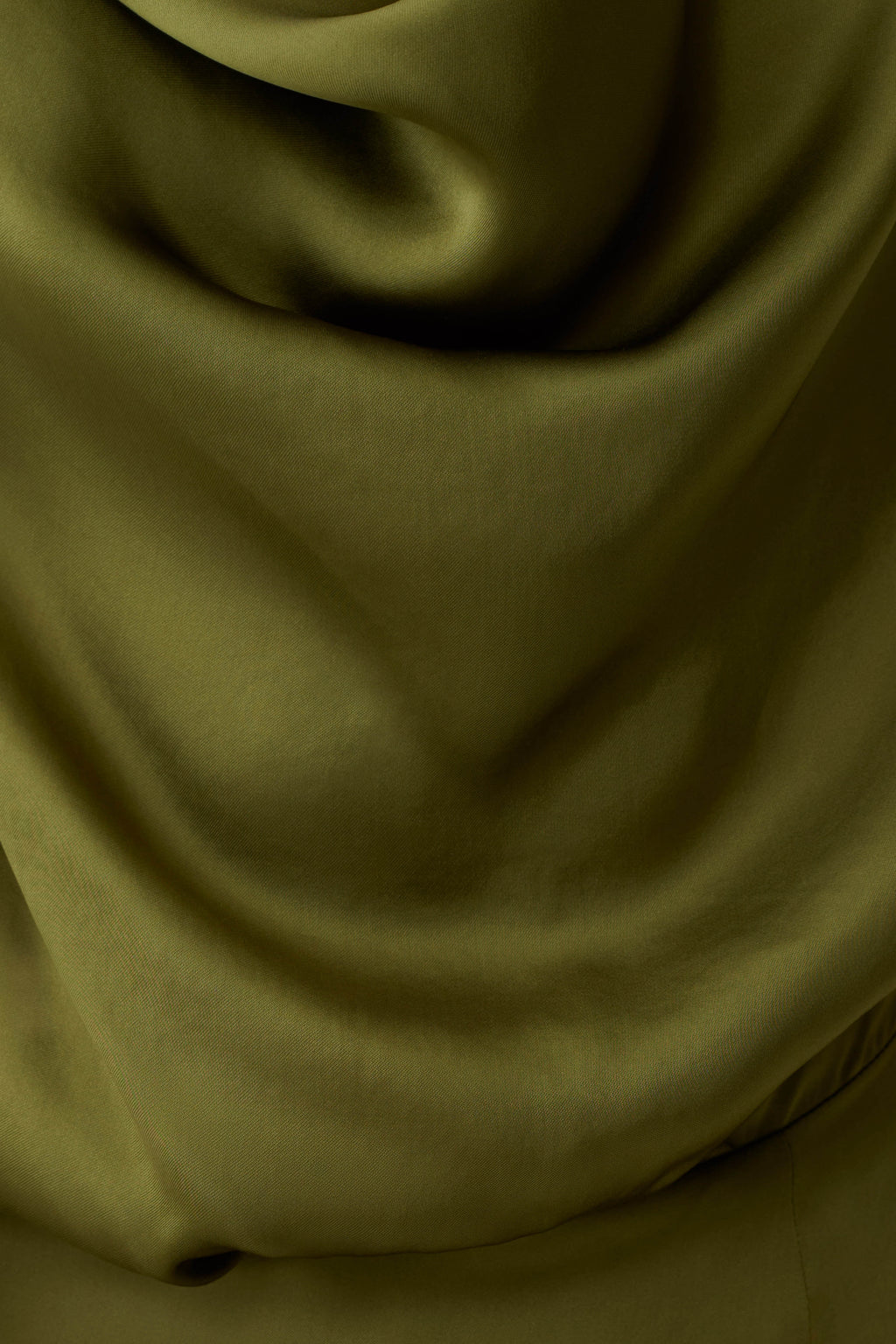 Keena Satin Midi Dress With Fringe Scarf - Olive