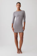 Althea Lace Trimmed Mini Dress - Charcoal