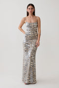 Deborah Sequin Maxi Dress - Zebra Print