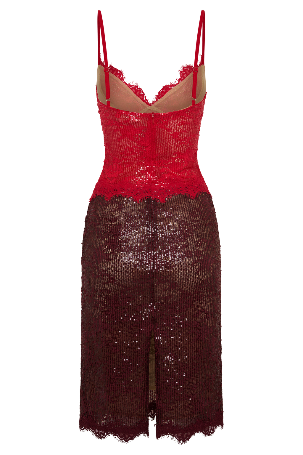 Jaimee Lace Midi Dress - Red