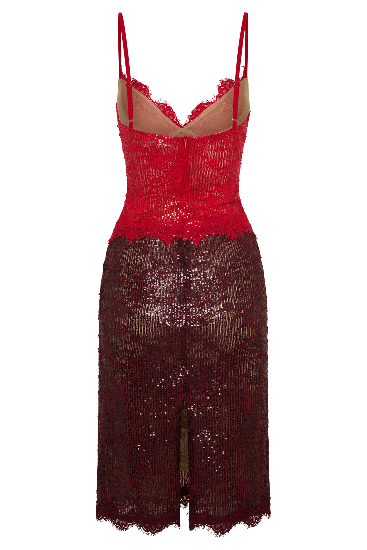 Jaimee Lace Midi Dress - Red
