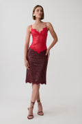Jaimee Lace Midi Dress - Red