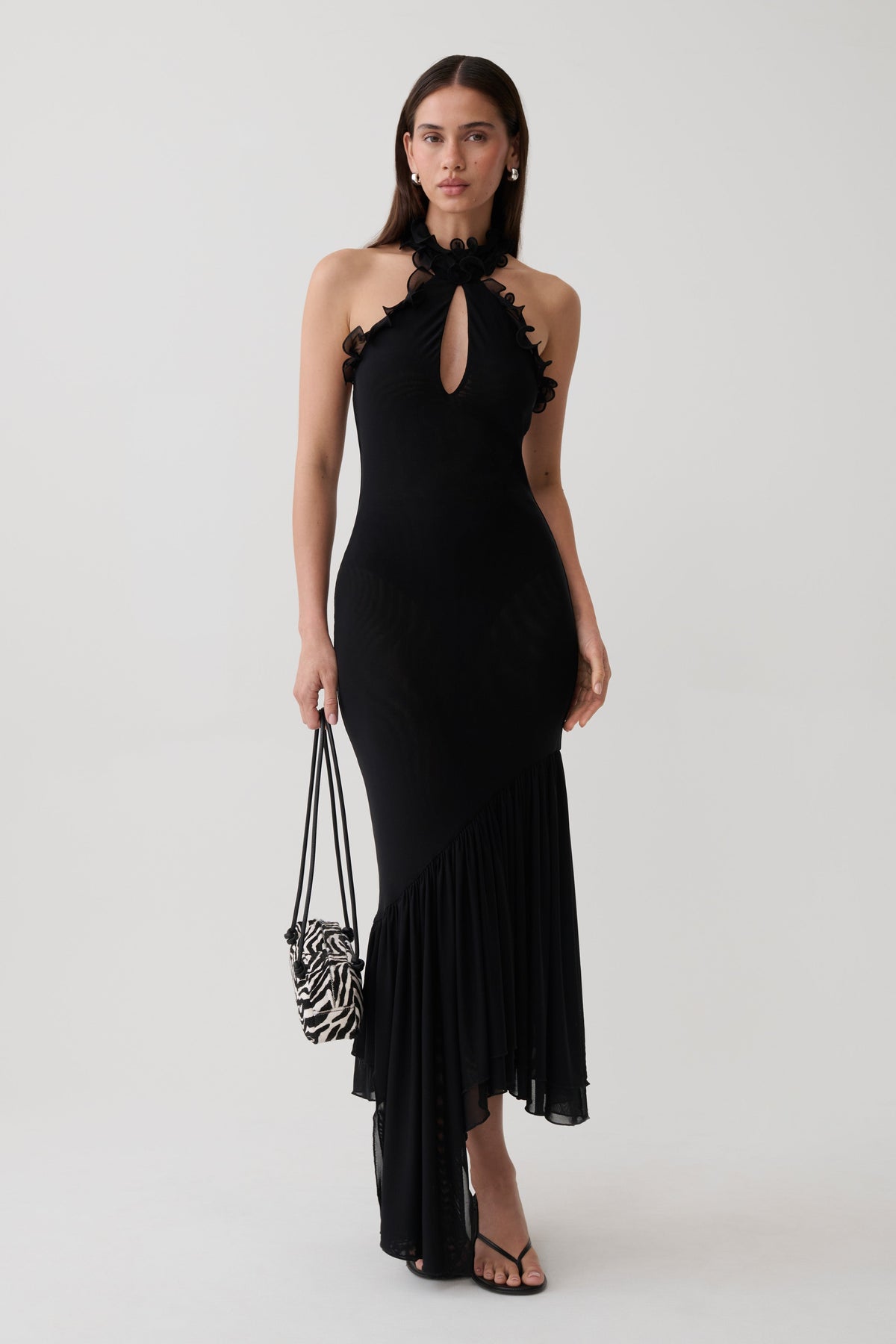 Maisey Mesh Midi Dress - Black