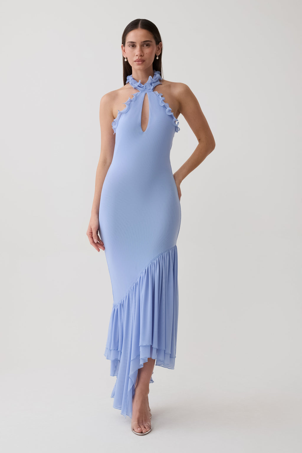 Maisey Mesh Midi Dress - Cornflower Blue