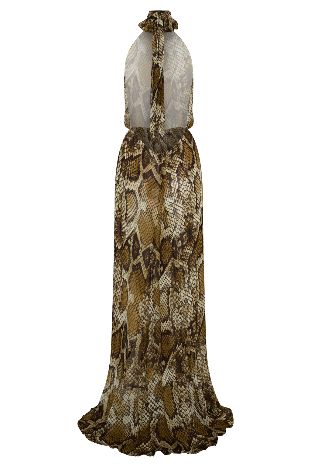 Eliana Tie Back Chiffon Maxi Dress - Snake Print