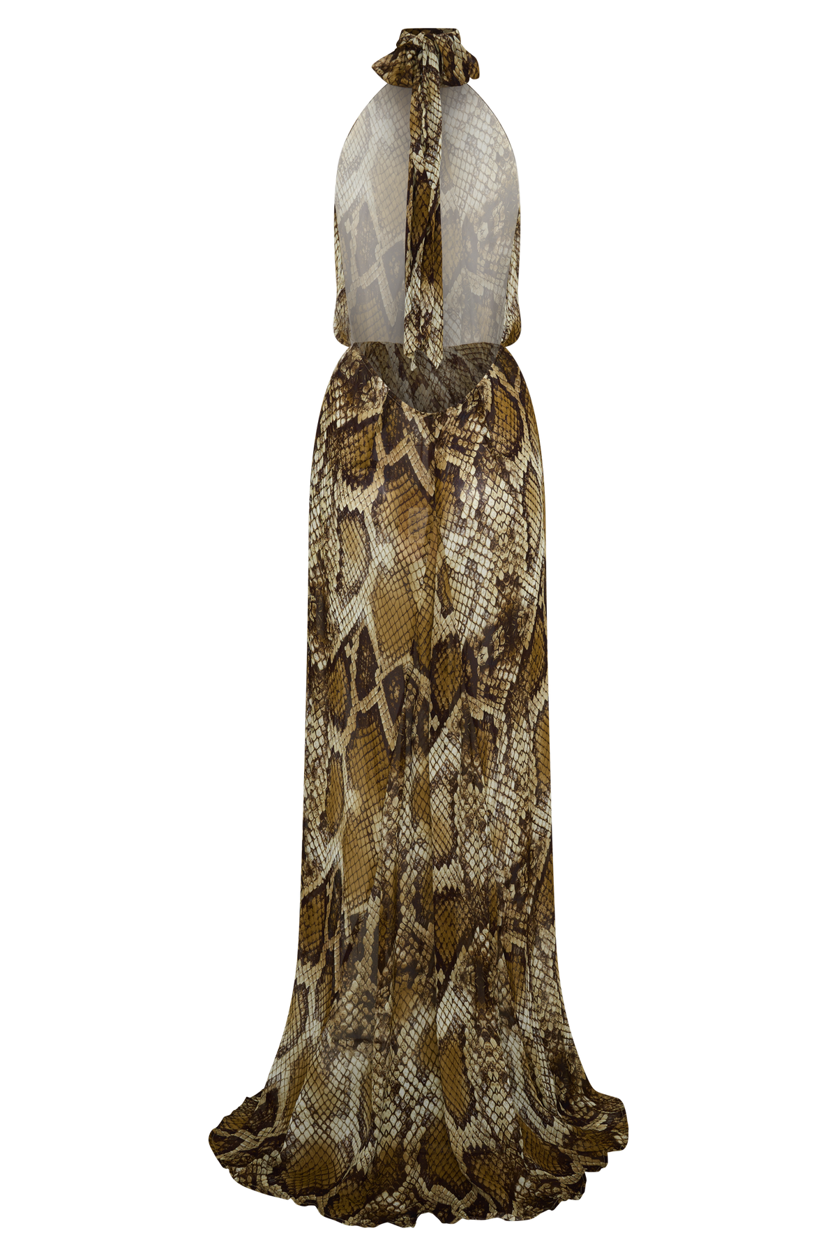 Eliana Tie Back Chiffon Maxi Dress - Snake Print