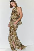 Eliana Tie Back Chiffon Maxi Dress - Snake Print