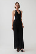 Valentine Diamante Maxi Dress - Black