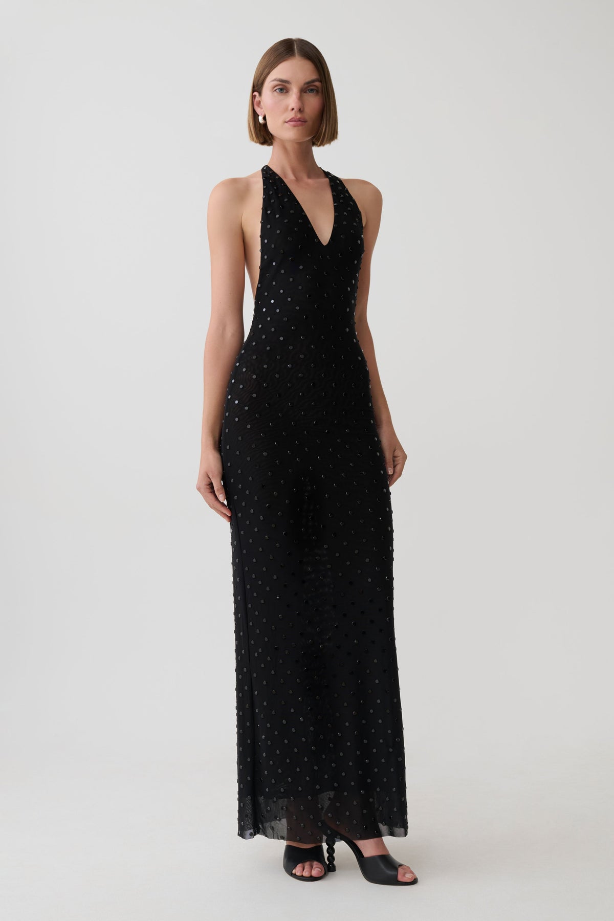 Valentine Diamante Maxi Dress - Black