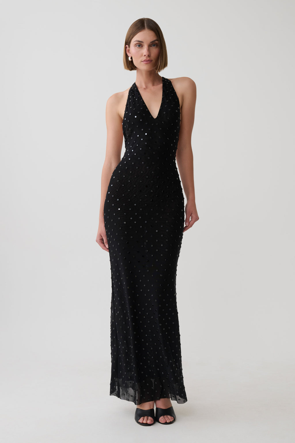 Valentine Diamante Maxi Dress - Black
