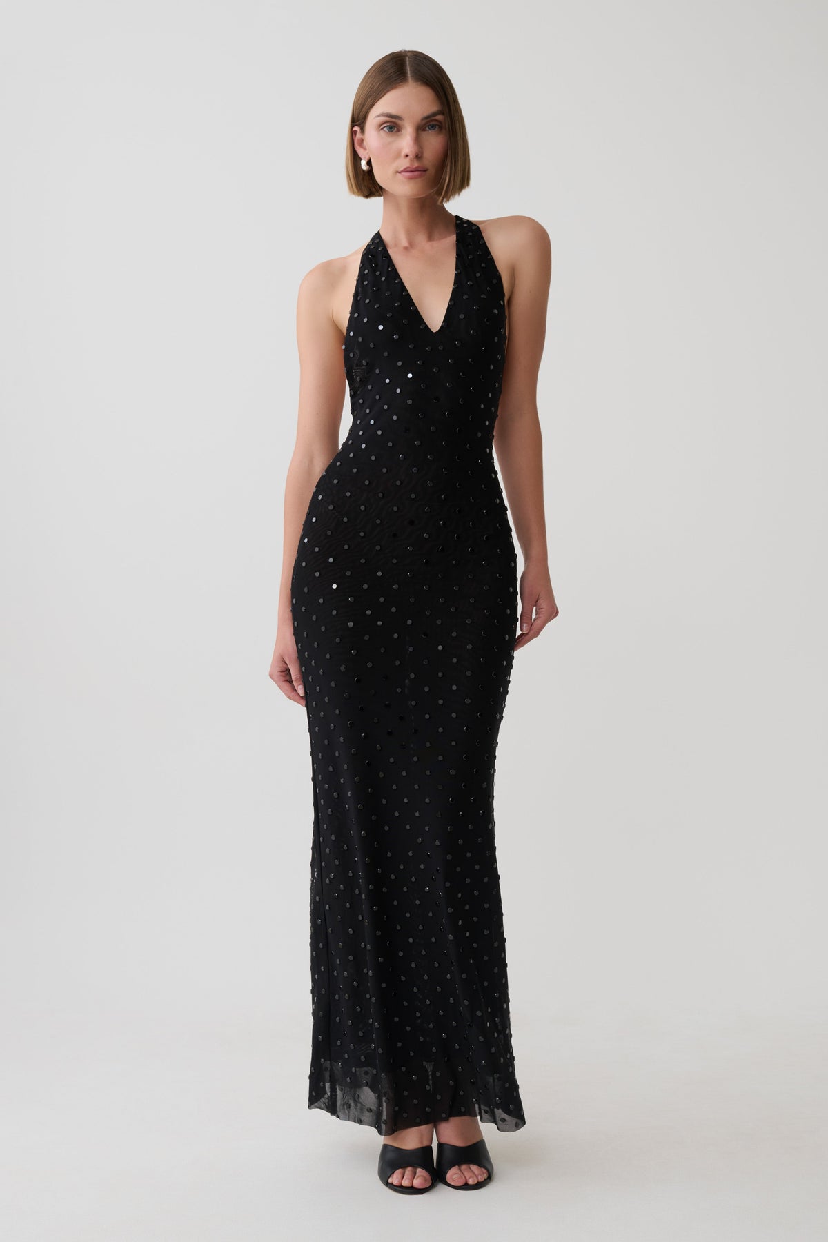 Valentine Diamante Maxi Dress - Black