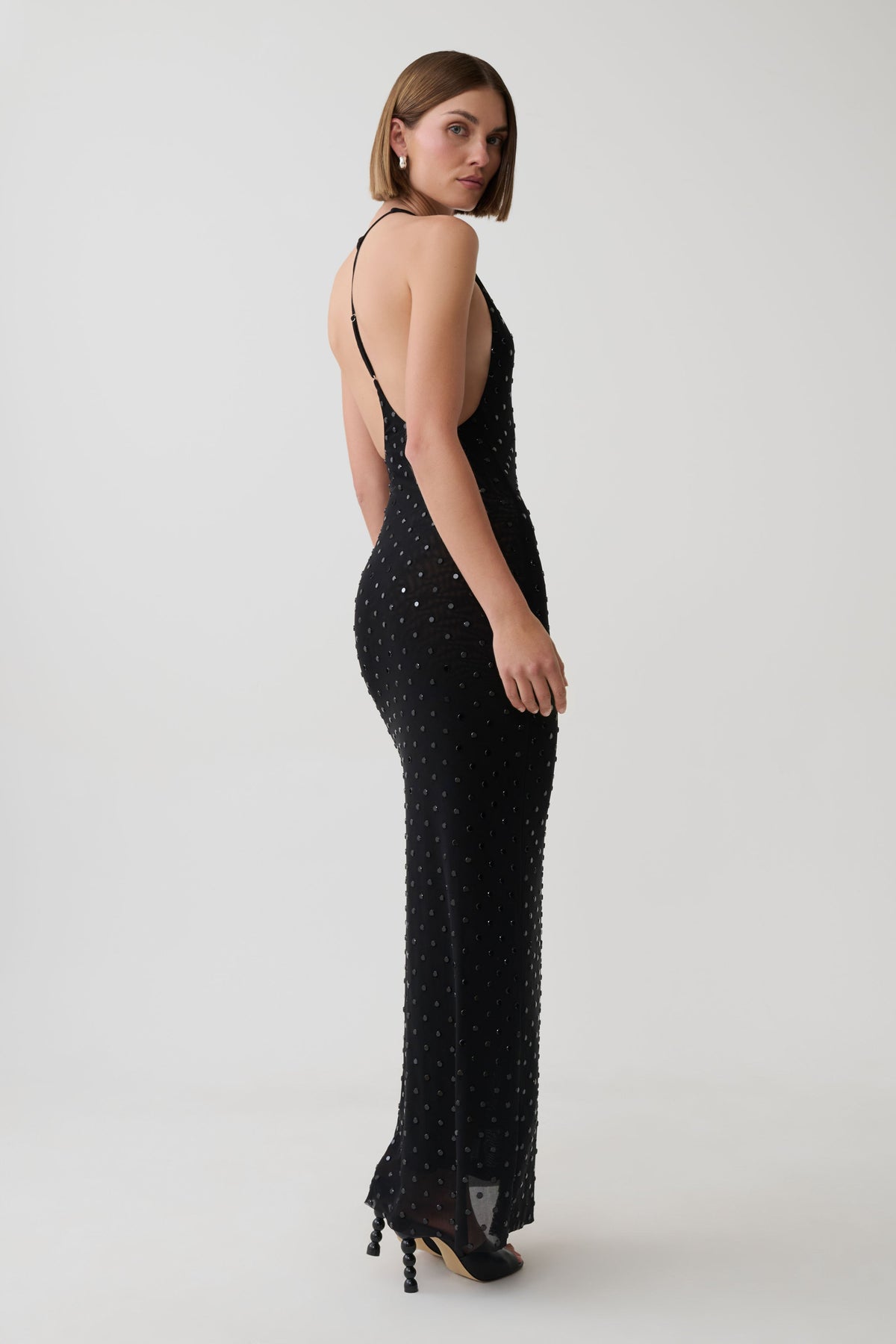 Valentine Diamante Maxi Dress - Black