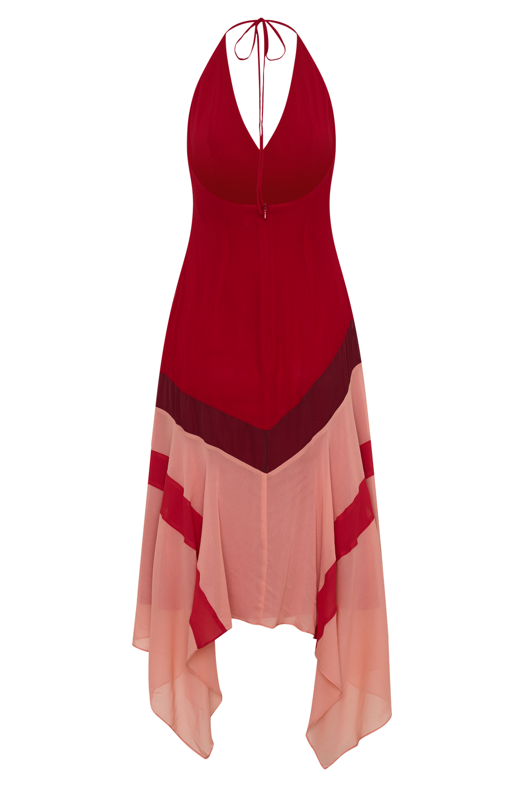 Bettina Chiffon Halter Neck Midi Dress - Red