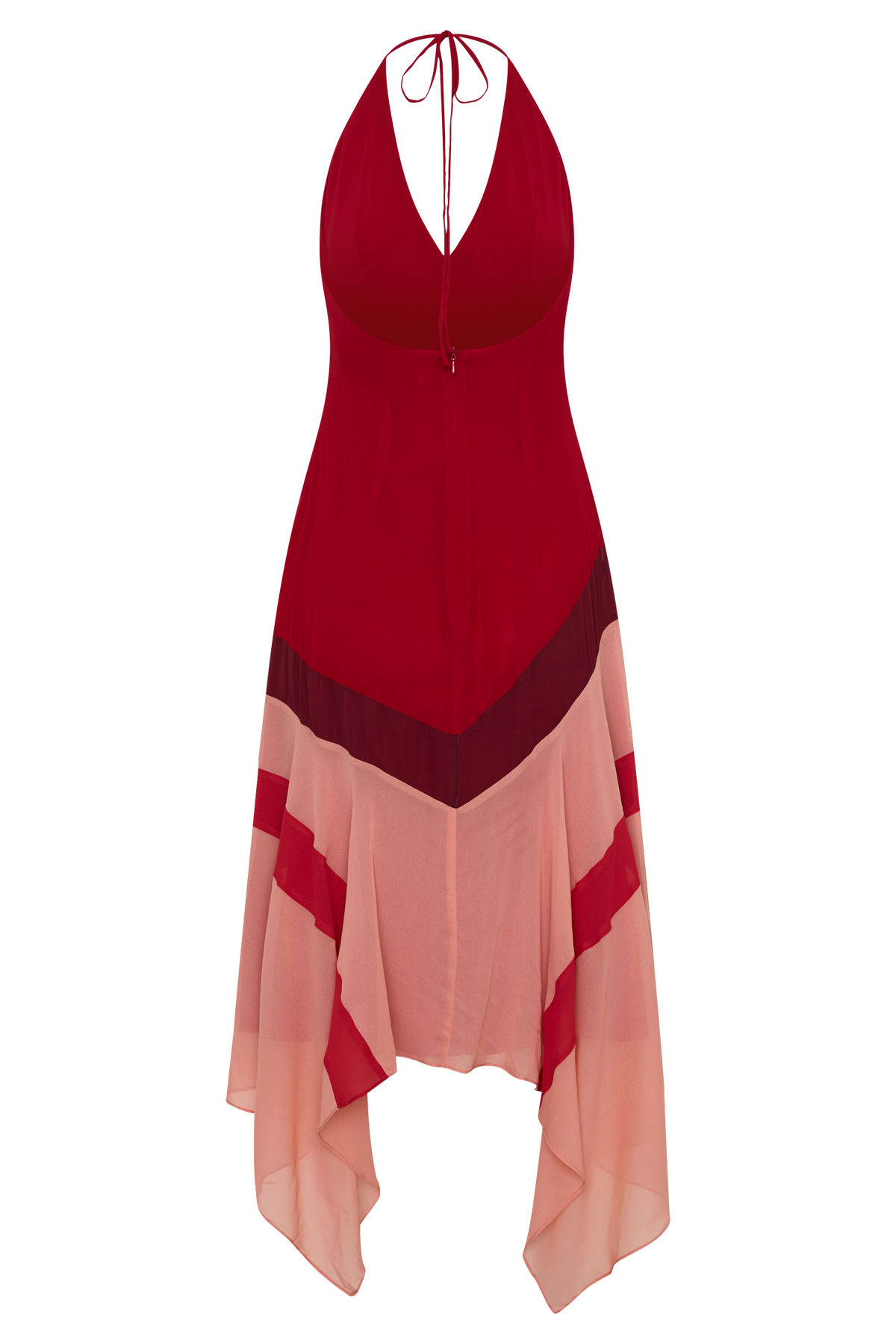 Bettina Chiffon Halter Neck Midi Dress - Red