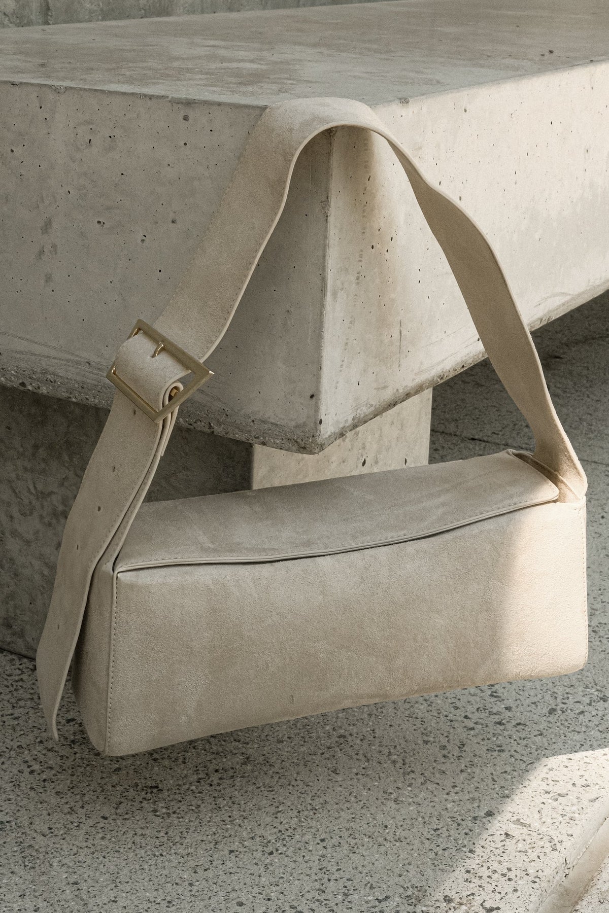 Maria Faux Suede Shoulder Bag - Stone