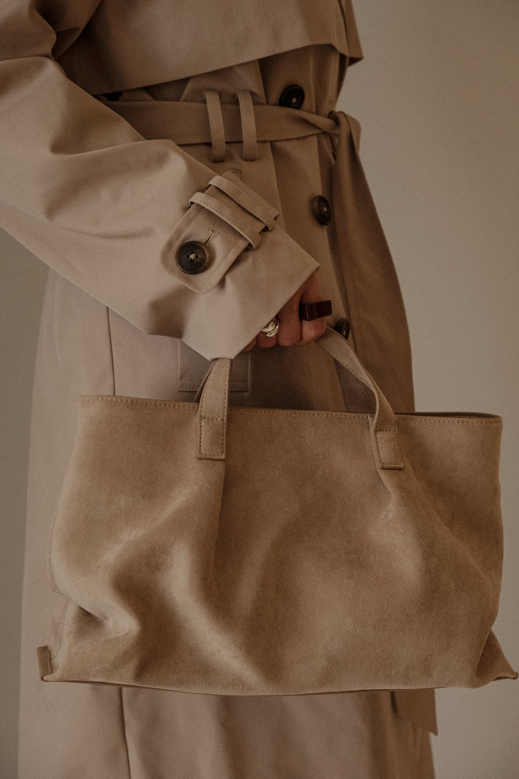 Baylor Faux Suede Bag - Natural