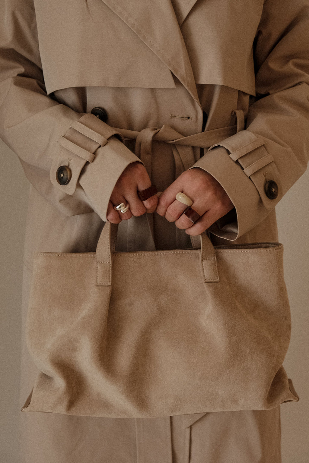 Baylor Faux Suede Bag - Natural