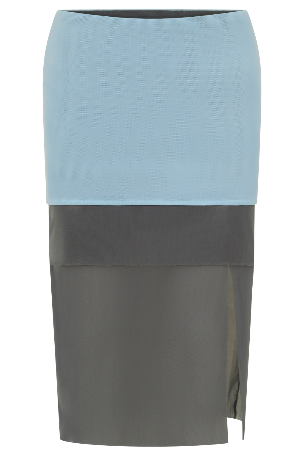 Arielle Mesh Layered Midi Skirt - Pale Blue/Navy