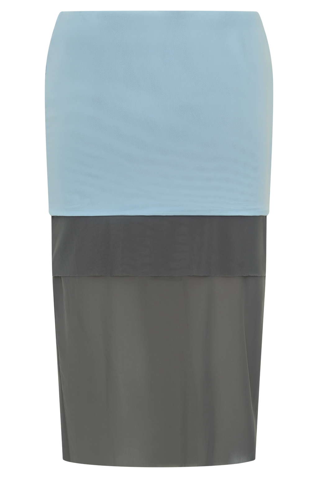 Arielle Mesh Layered Midi Skirt - Pale Blue/Navy