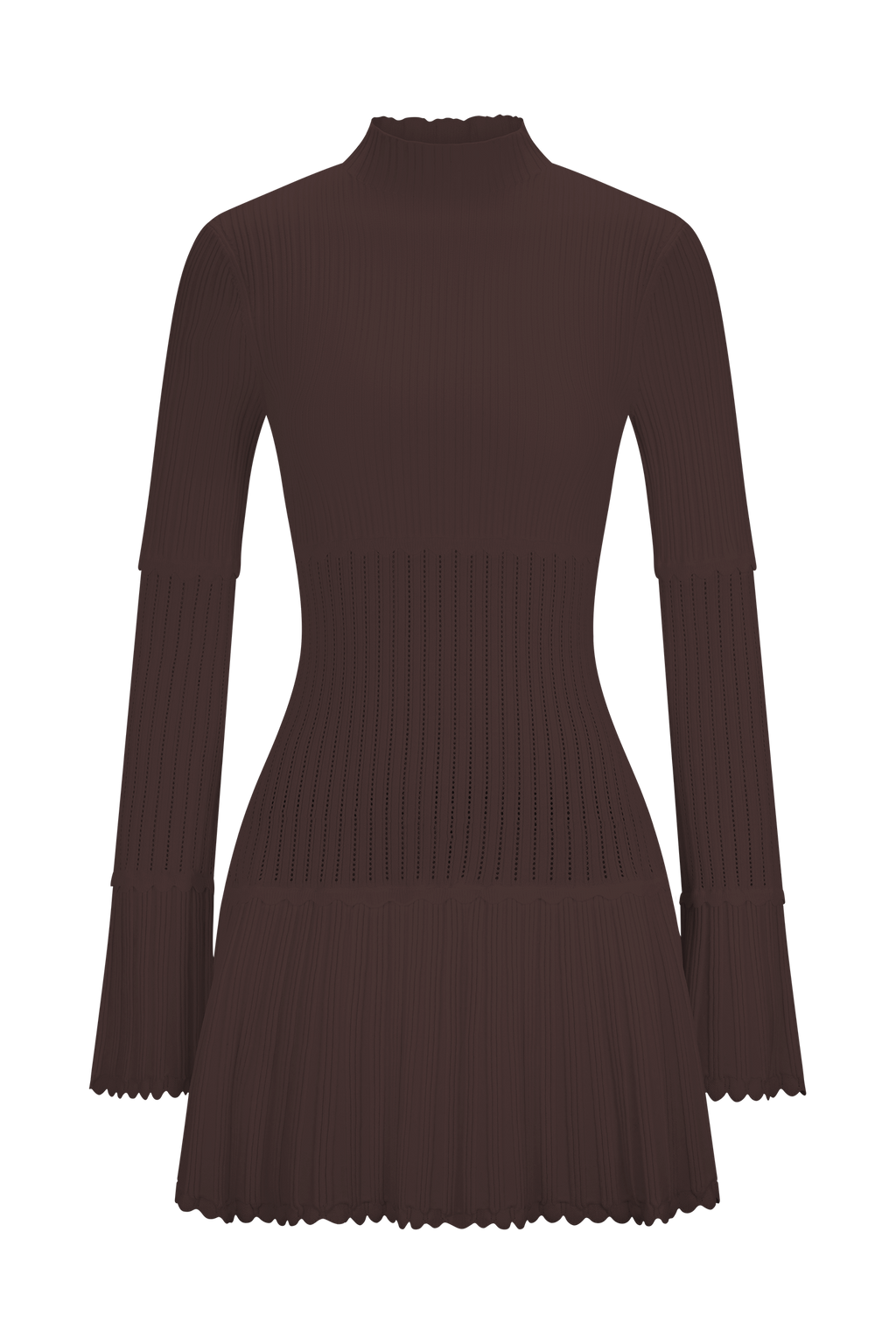 Adena Pointelle Knit Mini Dress - Chocolate