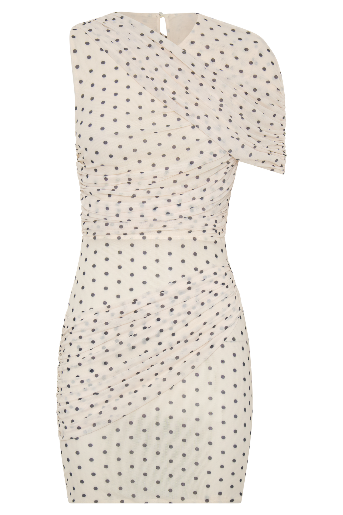 Adrienne One Shoulder Mesh Mini Dress - Polka Dot