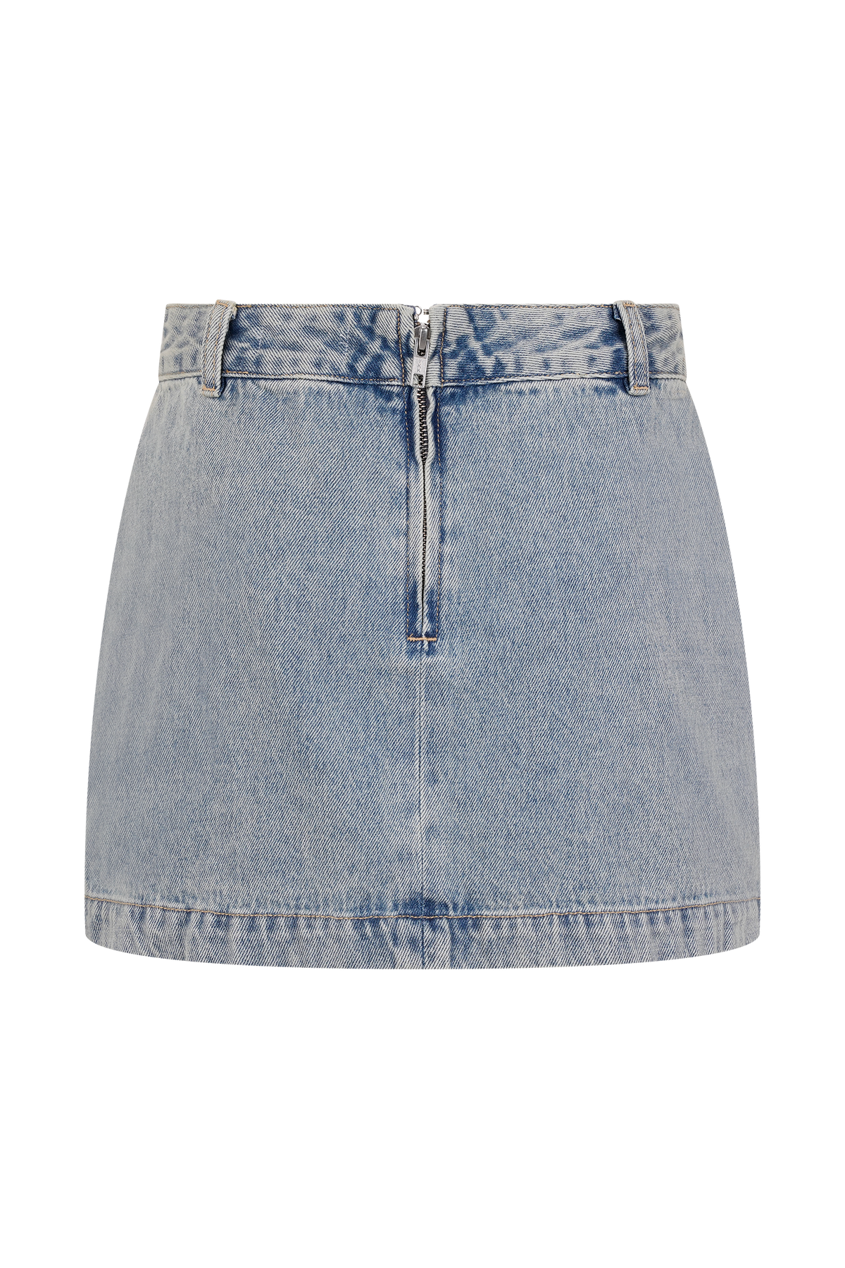 Alessia Embroidered Denim Mini Skirt - Light Vintage
