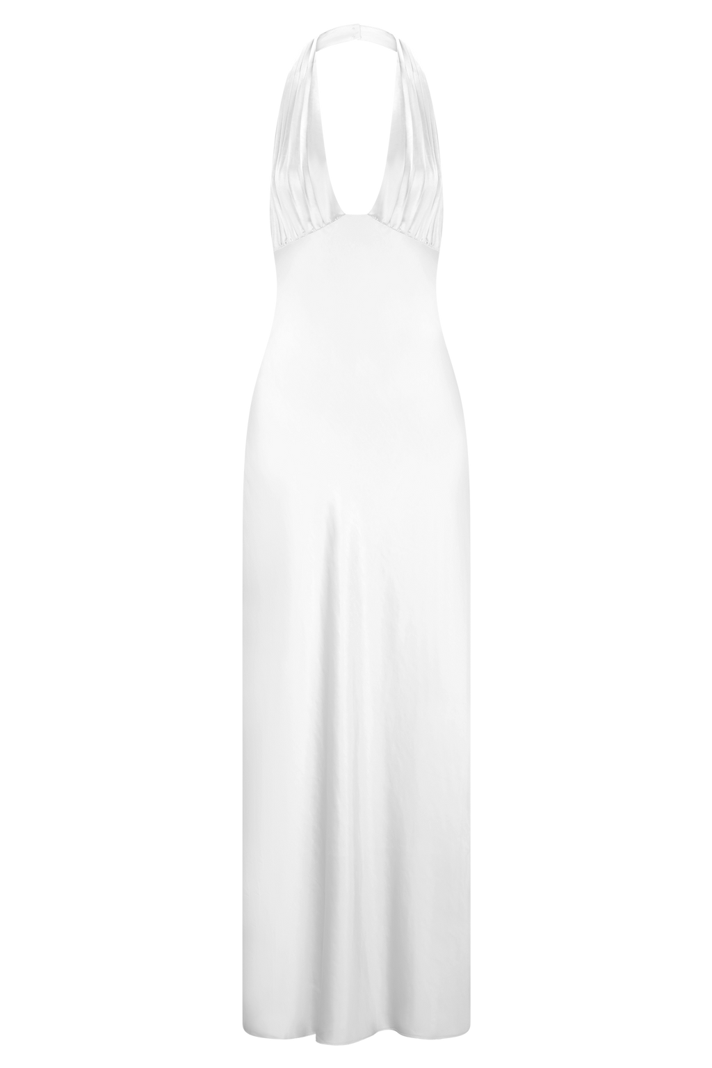 Alice Satin Halter Maxi Dress - White