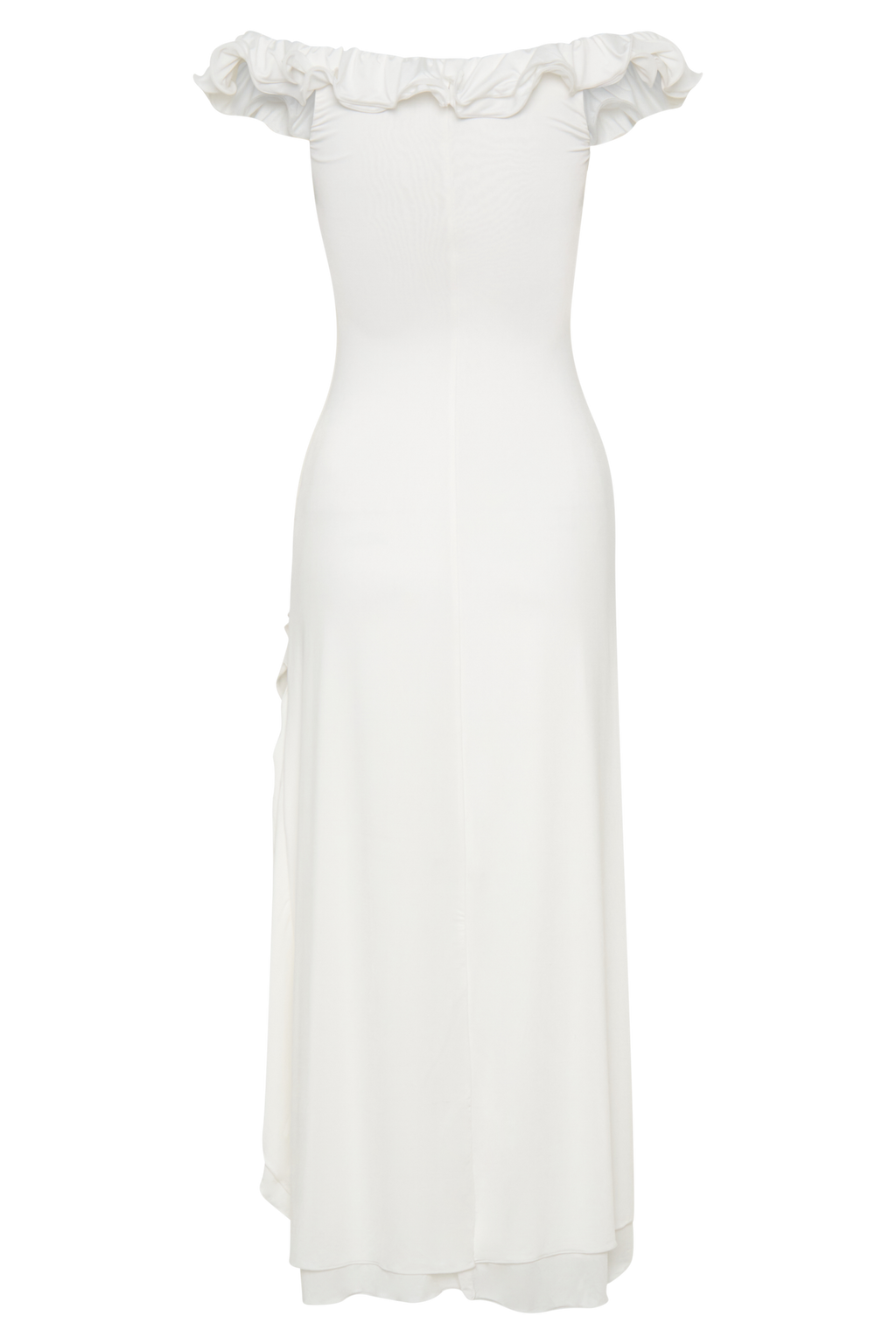 Allegra Off Shoulder Ruffle Midi Dress - Ivory
