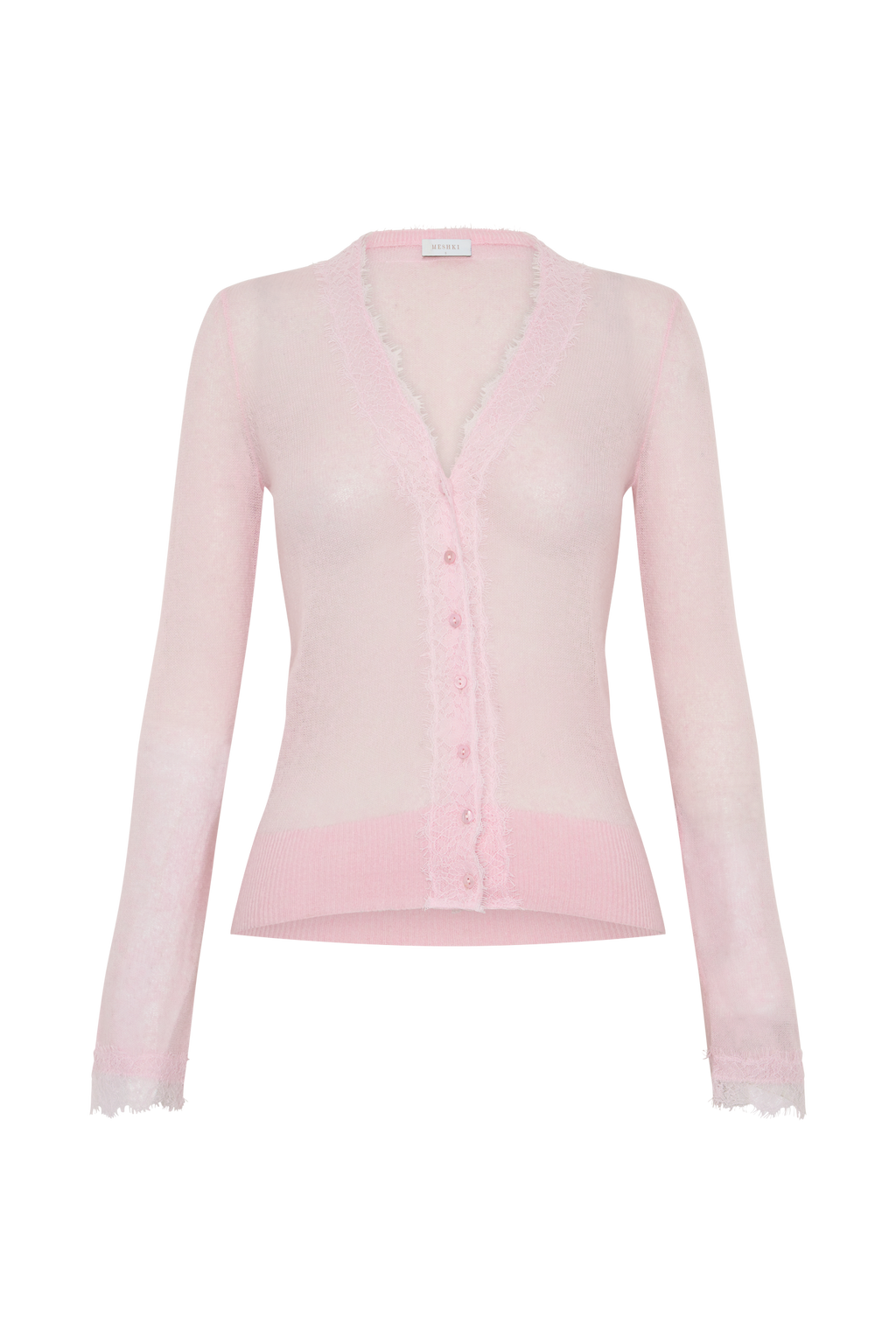 Amrita Lace Knit Cardigan - Baby Pink