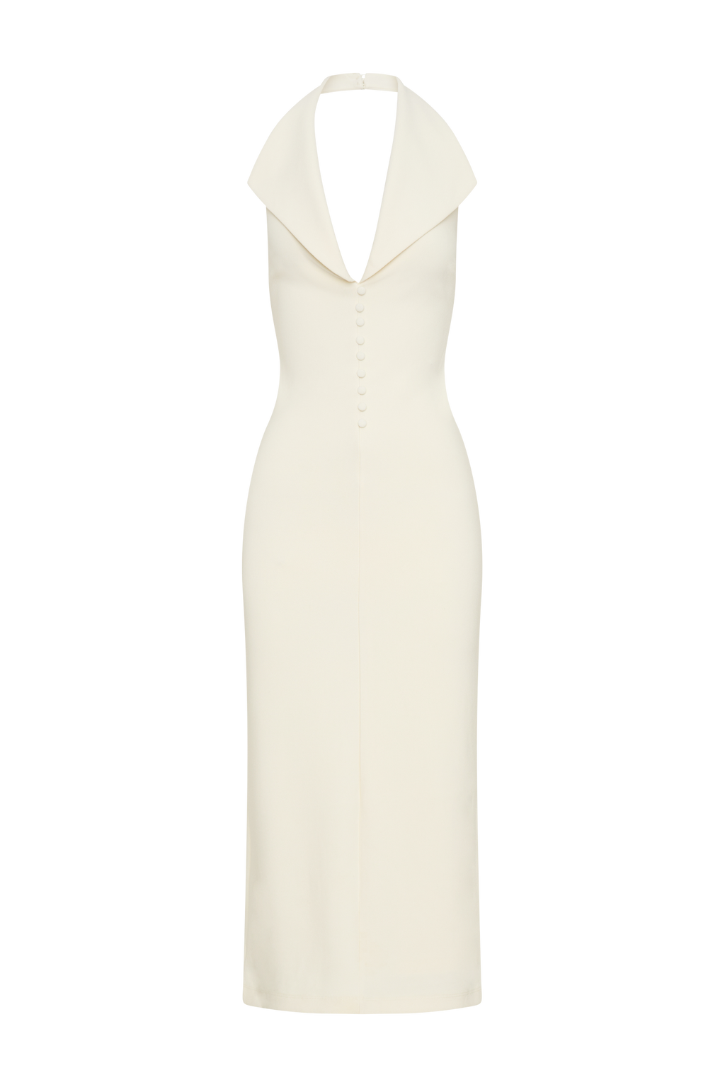 Annita Crepe Halter Midi Dress - Ivory