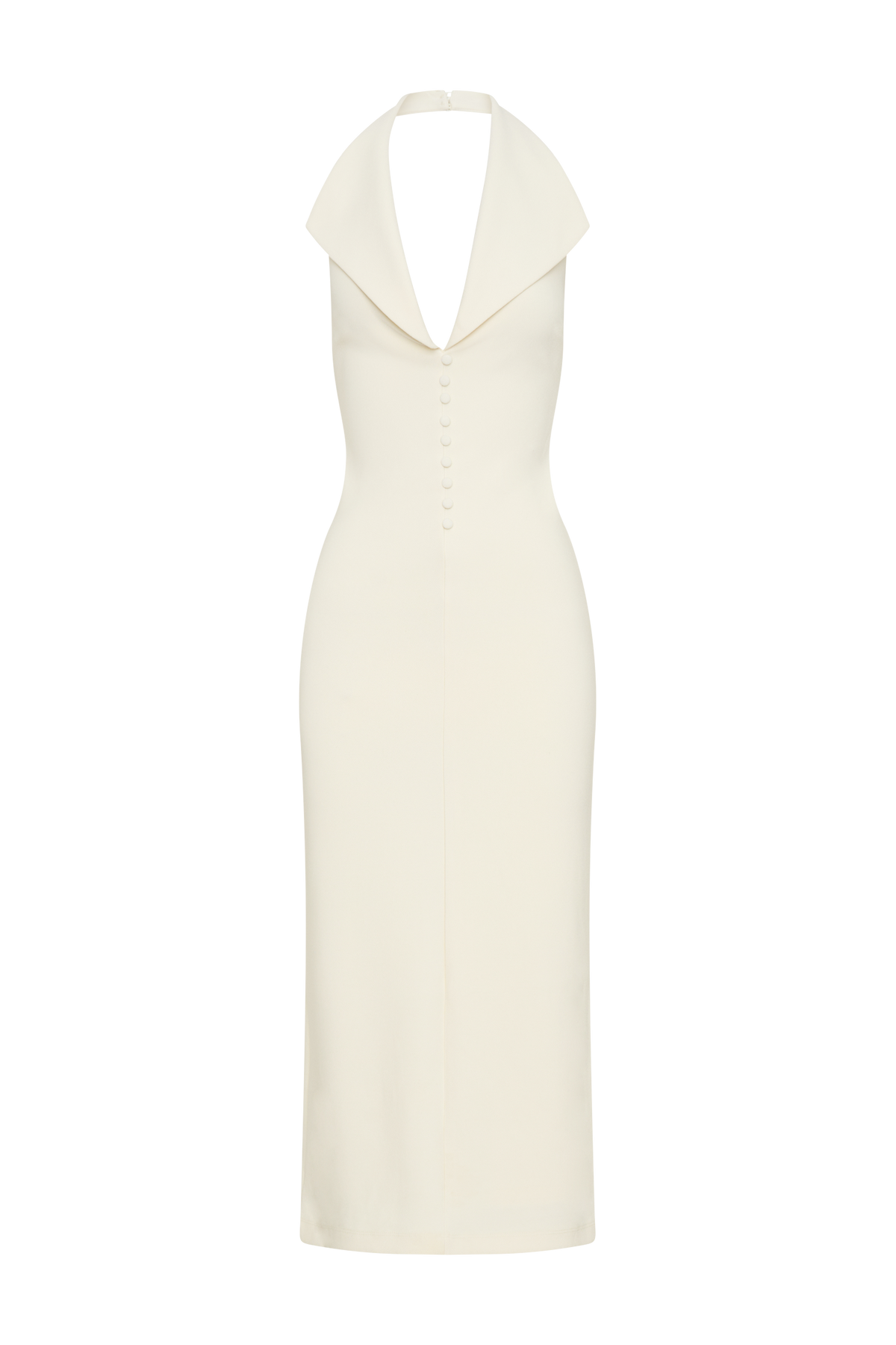 Annita Crepe Halter Midi Dress - Ivory
