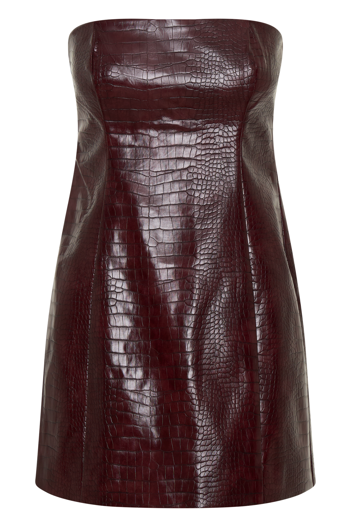 Anouk Faux Leather Strapless Mini Dress - Merlot