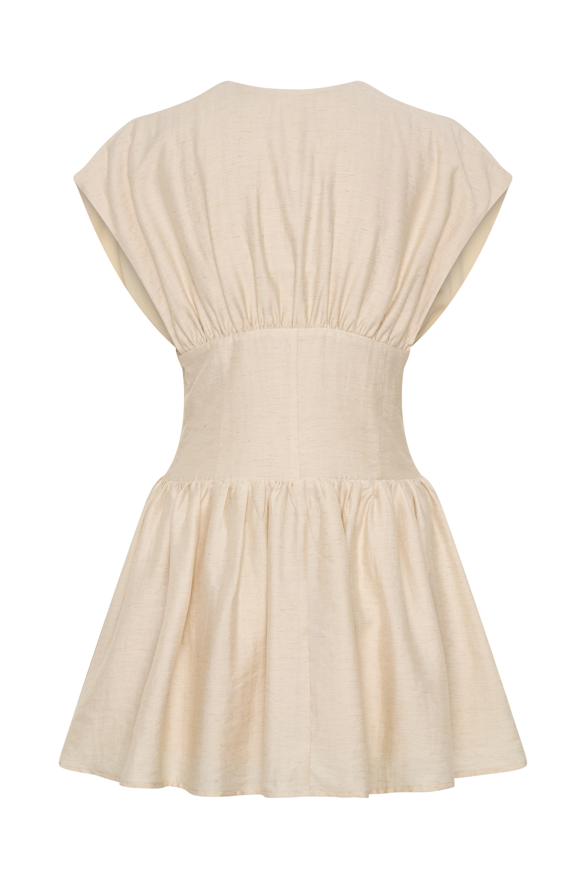 Arabella Cinched Waist Linen Mini Dress - Natural
