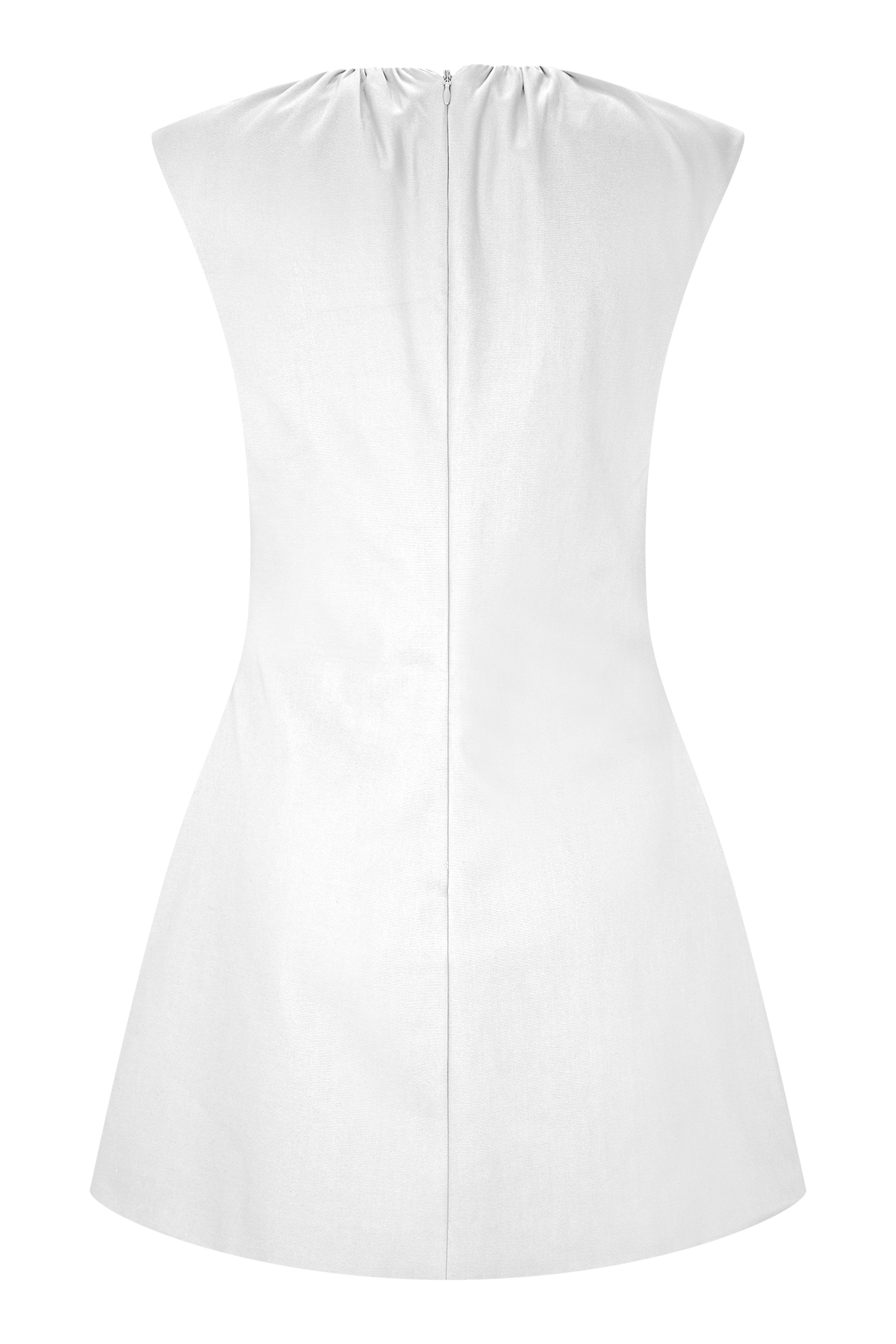 Ariana Pleated Neck Mini Dress - Ivory