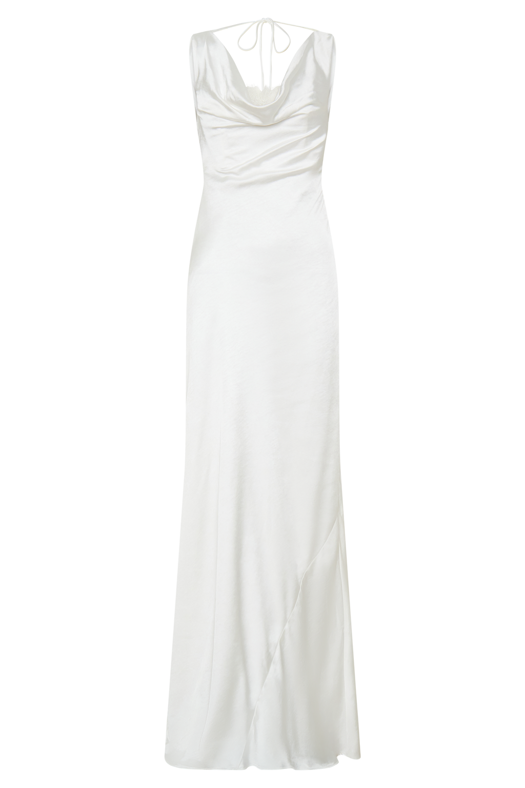 Ashley Cowl Neck Lace And Satin Maxi Dress - Ivory