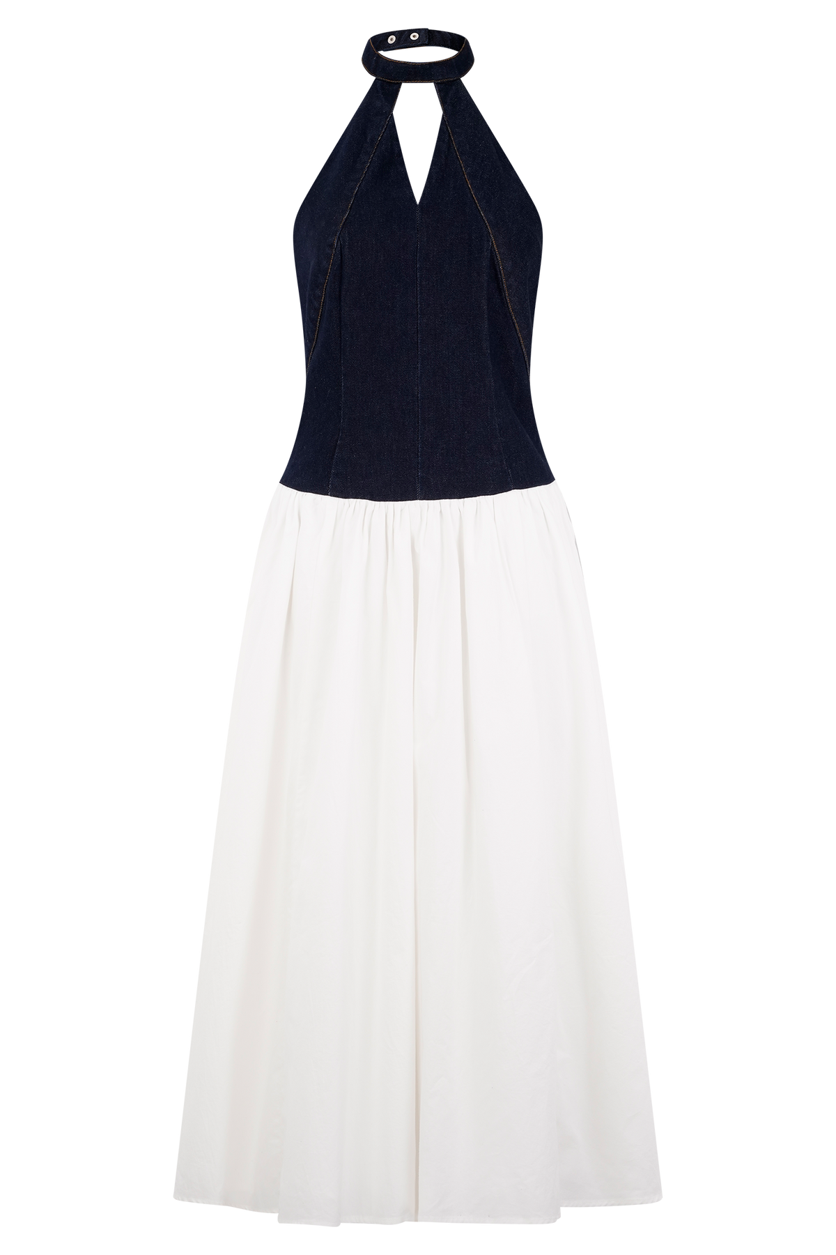Ashwin Denim Cotton Midi Dress - Indigo Blue