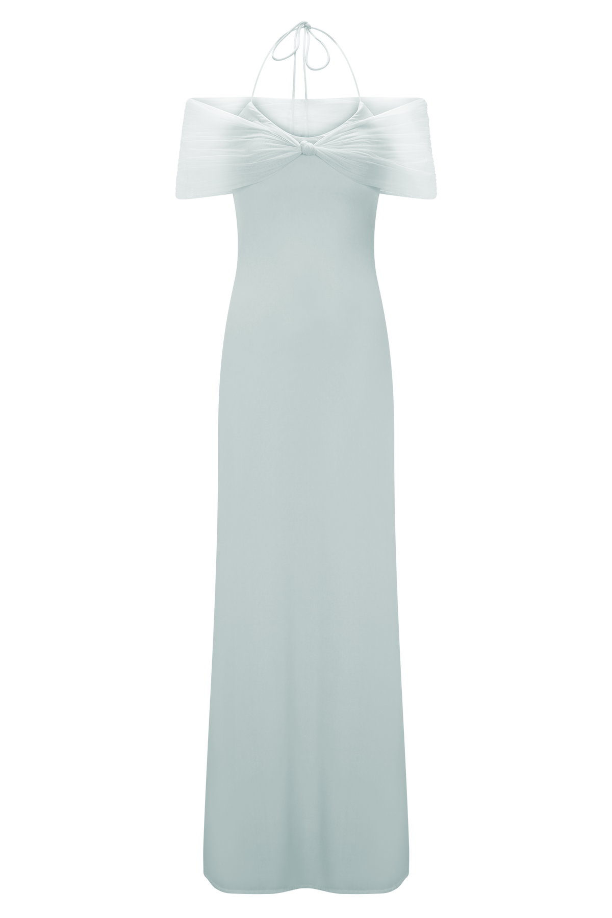 Bernadina Mesh And Slinky Halter Maxi Dress - Pale Blue